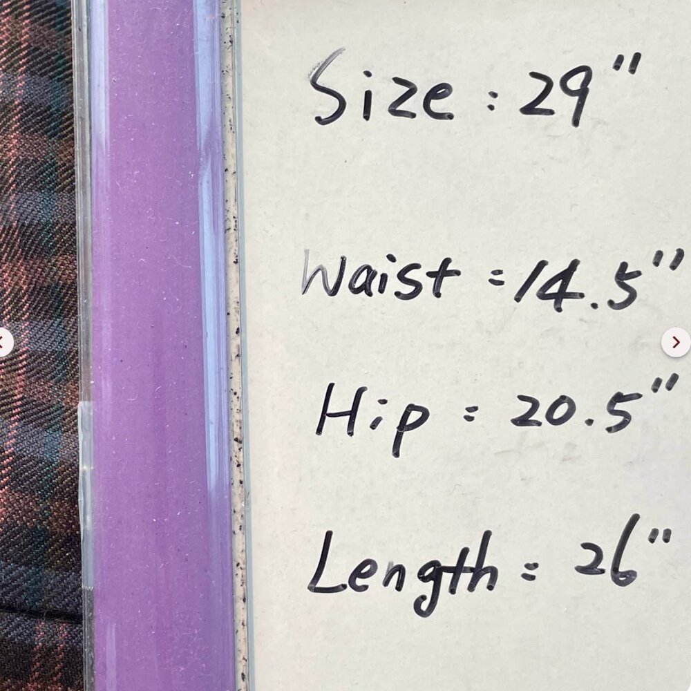 Navy Blue Wool Plaid Midi Skirt (29'') - Picture 7 of 7